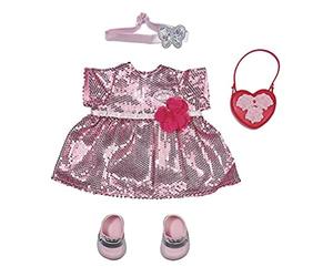 Baby Annabell Deluxe Glamour Outfit 43cm - Sparkly, Party Clothes - Easy for Small Hands, Creative Play Promotes Empathy & Social Skills, for Toddlers 3 Years & Up - Includes Dress, Shoes & More