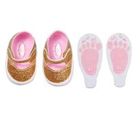 Baby Annabell Golden Shoes with Insoles 710272 - Golden Sparkly Shoes for 43cm Dolls - Suitable for Children from 3 Years Old
