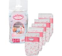 Baby Annabell Nappies 5 Pack - Cute Sheep Pattern, Easy Fit for 43cm Dolls,
