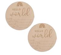 Baby Announcement,2 PcsWooden Baby Announcement Plaques,Baby Sign-Announcing The Arrival of Baby,Birth Announcement Sign for Nursery, Hospital, Baby Room Decoration,Diameter 10cm