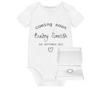 Baby Announcement Baby Grow Onesie Vest 2025 2026 Pregnancy Reveal Ideas Personalised Coming Soon Due Date for Great Grandparents Auntie Uncle Gifts From Bump