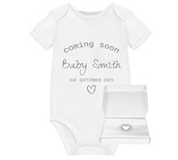 Baby Announcement Baby Grow Onesie Vest 2025 2026 Pregnancy Reveal Ideas Personalised Coming Soon Due Date for Great Grandparents, Auntie, Dad Gifts From Bump