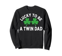 Baby Announcement - Lucky to be a twin dad St Patricks Day Sweatshirt