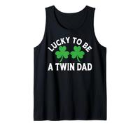 Baby Announcement - Lucky to be a Twin dad St Patricks Day Tank Top
