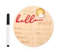 Baby Announcement Sign, 5.83 Inch Wooden Hello World Newborn Sign Cute Welcome Birth Name Plaques Board for Girl Boy Baby Shower Hospital Nursery Photo Prop (Rose Red)