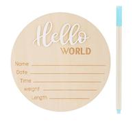 Baby Announcement Sign, 5.91in Wooden Baby Announcement Plaque Hello World Newborn Sign Newborn Baby Name Board for Photo Props Baby Shower Hospital Nursery(White)