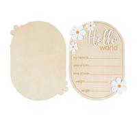 Baby Announcement Sign, Wooden Hello World Sign Welcome Baby Newborn SignsWelcome Birth Name Board Plaques for Boys Girls Photo Props Hospital Nursery