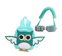 Baby Anti-Lost Backpack Safety Harness with Detachable Leash, Green | Nylon Build, Adjustable Shoulder Strap and Wrist Link, Cartoon Owl Pattern, Back to School