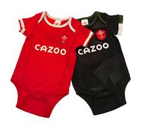 Baby Babies 2 Pack Wales Welsh Rugby Kit Bodysuits Vest Home & Away Kit Colours 100% Official (3-6 Months)