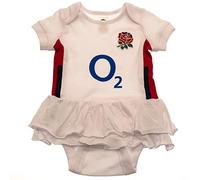 Baby Babies England RFU English Rugby Kit Bodysuit Vest With Tutu Rara Skirt Home Kit Colours 100% Official (0-3 Months)
