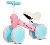 Baby Balance Bike, No Pedal Baby Walker Push Bike Ride On Toy with 4 Wheels & Seat Height Adjustable, Toddler Baby Training Bike for 10-36 Months Boys and Girls Kids First Birthday Gift, Pink & Blue