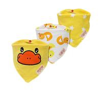 Baby Bandana Bib Set, Fansu 3PCS Absorbent Drooling & Teething Bib Set Lovely 100% Cotton Dribble Drool Bibs Front Saliva Towel Infant Toddler for Boys & Girls (Duck)
