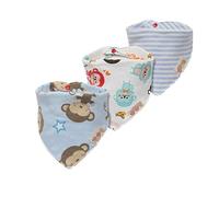 Baby Bandana Bib Set, Fansu 3PCS Absorbent Drooling & Teething Bib Set Lovely 100% Cotton Dribble Drool Bibs Front Saliva Towel Infant Toddler for Boys & Girls (Monkey)