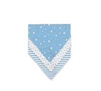 Baby Bandana Dribble Bibs, Blue Star Polka Dot Stripe Pattern, Set of 3 with Popper Closure, Boys Bibs, Weaning, Teething