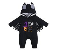 Baby Bat Romper Costume Outfits Hood Jumpsuit Infant Halloween Clothes Newborn Black Bat Long Sleeve Onesic My 1st Halloween Button Bodysuit (Purple-1, 12-18 Months)
