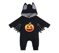 Baby Bat Romper Costume Outfits Hood Jumpsuit Infant Halloween Clothes Newborn Black Bat Wing Long Sleeve Onesic My 1st Halloween Button Bodysuit (Yellow-2, 3-6 Months)