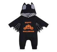Baby Bat Romper Costume Outfits Hood Jumpsuit Infant Halloween Clothes Newborn Black Bat Wing Long Sleeve Onesic My 1st Halloween Button Bodysuit (Orange-2, 9-12 Months)