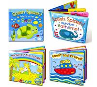 Baby Bath Books First Words ABC Letters & Numbers Plastic Coated & Padded Floating Fun Educational Learning Toys For Toddlers & Kids- Set of 4