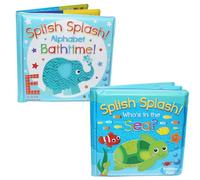 Baby Bath Books Set of 2 - Plastic Coated Fun Educational Learning Toys for Toddlers & Kids Bath Time Picture Book for Babies (Alphabet/Who's in the Sea 2326)
