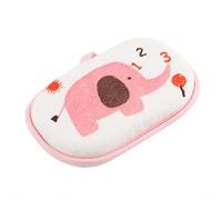 Baby Bath Brush Shower Sponge Soft Cotton Elephant Pattern Gentle Skin Friendly Washing Rubbing Accessory for Infants Toddlers Kids Yellow Pink Blue 14.5cm (Pink)