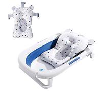 Baby Bath Cushion Pad Newborn Bath Bed Adjustable Baby Shower Mat Non-Slip Soft Mesh Padded Infant Bathtub Support Foldable Baby Bath Seat Back Body Pillow Infant Bather Floating Pad, 0-12 Months