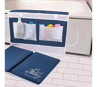 Baby Bath Kneeler and Elbow Rest -1.5" Thick Kneeling Pad with Toy Organizer - Large Safty Kneeler Mat for Tub Bathing and Bathroom Time - Detachable and Foldable Child Bath Tub Mat - Royal Blue