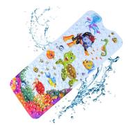 Baby Bath Mats Non Slip Anti Mould, 100x40cm Bathtub Mat with Suction Cups & Drain Holes Extra Long Cartoon Kids Bath Seat Mat Machine Washable (Sea turtle)