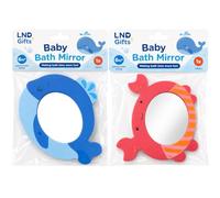 Baby Bath Mirror Set of 2, Floating Foam Mirrors for Babies 6 Months Plus | Crab and whale foam mirrors that float and stick to wet tiles, lightweight for little hands and ideal for sensory bath play