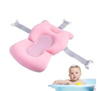 Baby Bath Pillow, Foldable Non-Skid Bath Support Cushion with Buckles & 3 Safety Belts for Tub, 43 x 28 x 22 cm/16.93 x 11.02 x 8.66 inches Home & Travel Use, Blue, Pink
