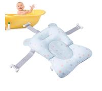 Baby Bath Pillow, Foldable Non-Skid Bath Support Cushion with Buckles & 3 Safety Belts for Tub, 43 x 28 x 22 cm/16.93 x 11.02 x 8.66 inches Home & Travel Use, Blue, Pink