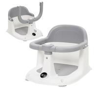 Baby Bath Seat 6 Months+,Non-Slip Sit Up Baby Bath Chair with one-Touch Button for Easy Armrest Opening,Sound Button,High backrest,4 Suctions,Temperature Alert,Bathing Tubs,White