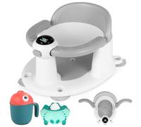 Baby Bath Seat with Temperature Display for Babies 6 Months & Up, Non-Slip Toddler Bath Seat for Baby Sitting Up, Safe Baby Bath tub Seat with Suction Cups, Baby Bath Chair (Grey)