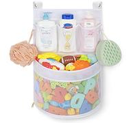Baby Bath Toy Organizer, quick drying， and mould proof, Multiple-Suspension Bath Toy Holder, Large Capacity Multi Use Bathtub Toy Storage Bag（1 Large, White）