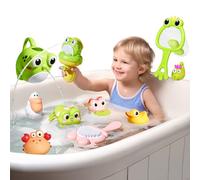 Baby Bath toy Set, 10 Pack Frog Bathtub Toys for Toddler and babies, Paddling Pool Toys, Water Floating Toy, Animal Wind-up Toys, Sensory Bath-time Shower Gifts for Boy and Girl