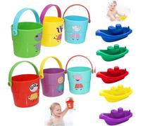 Baby Bath Toys Floating Boats Stacking Cups Toddler Water Play Learning Toy Set