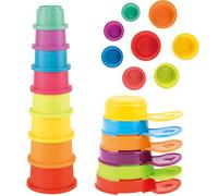 Baby Bath Toys for 1 2 3 4 Year Olds | 14 PCS Mould Free Water Play Swimming Pool Toys Toddler Kids Rainbow Stacking Cups & Spoons Bathtub Toys for Boys Girls