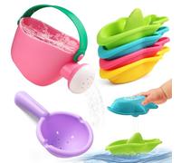 Baby Bath Toys for 1 2 3 Year Olds Mould Free 6PCS Water Play Swimming Pool Toys Toddler Kids Stacking Cups Kids Watering Can Bath Boats Water Toys Bathtub Present for Boys Girls 1 2 3 Year Old Gifts