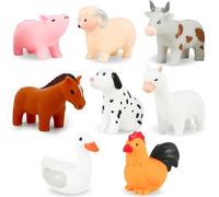 Baby Bath Toys for 1 Year Old - Mould Free Toddler Bath Toys for 1+ 2 3 Year Olds Boys Girls, 8PCS No Hole No Mould Farm Animals Kids Bath Water Toys with Bath Toy Storage Mesh Bag