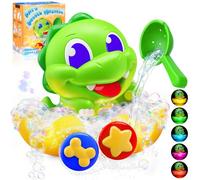 Baby Bath Toys, Light Up Cute Dinosaur Bath Bubble Machine for 1 2 3 4 5 Year Old Toddler Automatic Bubble Maker Bath Toys for Babies 6-12 Months, Baby Shower Toys Fun Bathtub Toys Gift for Boys Kids
