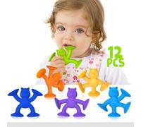 Baby Bath Toys Suction Toys for Kids,Toddler Travel Toys for Connect, Build, Create Kids Suction Fidget Toys Suction Cup Toys for Windows Building Toys, No Hole Bath Toy Travel Toys Gifts (12PCS)