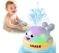Baby Bath Toys Whale Sprinkler: Light Up Bath Toys for 1 2 3 Year Old, Grey | Toddler Pool Party Gift Bath Toy with Colorful Lights, USB Charging & Waterproof, Playing in the Bathtub & Garden Water Table