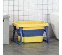 Baby Bath Tub for 0-6 Years Collapsible Non-Slip Portable with Stool Seat for Newborns Infants Toddlers Kids Crocodile Shape Yellow