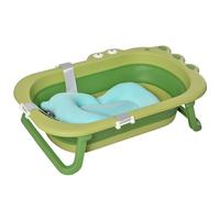 Baby Bath Tub for Toddler Foldable w/ Baby Cushion for 0-3 Years Green HOMCOM