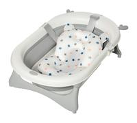 Baby Bath Tub Grey Foldable 81.5cm Ergo. Cushion Plastic Non-Slip with Temp Plug