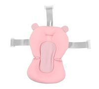 Baby Bath Tub Seat Cushion, Safe Floating Infant Bath Supporter with 3 Snap Safety Belts, Adjustable Design for Newborn, White Stars (Pink Bear)