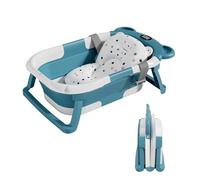 Baby Bath Tub With Non-slip Bath Cushion And Thermometer - Toddler Bath - Foldable Baby Bath - Newborn Bath - From Birth To 3 Years - Baby Bath Seat Up To 6 Months - Collapsible Baby Bath - Birth Gift