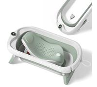 Baby Bath Tub with Non-Slip Bath Seat and Thermometer - Toddler Bath - Foldable Baby Bath - Newborn Bath - from Birth to 3 Years - Baby Bath Seat Up to 6 Months - Collapsible Baby Bath - Birth Gift