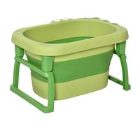 Baby Bathtub Foldable Plastic Green 43H x 75.3L x 55.4W cm with Stool & Drain XL