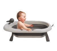 Baby Bathtub, Portable Bathtub with Temperature Sensor, Coarse Anti Slip Support, Convenient Drainage Hole Design, Foldable Bathtub for Newborn Baby (Twilight Cloud Gray)
