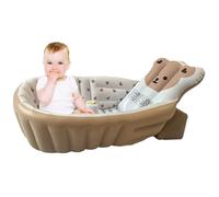 Baby Bathtub, Toddler Wash Tub, Bath Seat, White, Brown, Adjustable Foldable Design with Sitting Support, for Shower Pool Use Camping Beach Travel Outdoor Bathing Needs